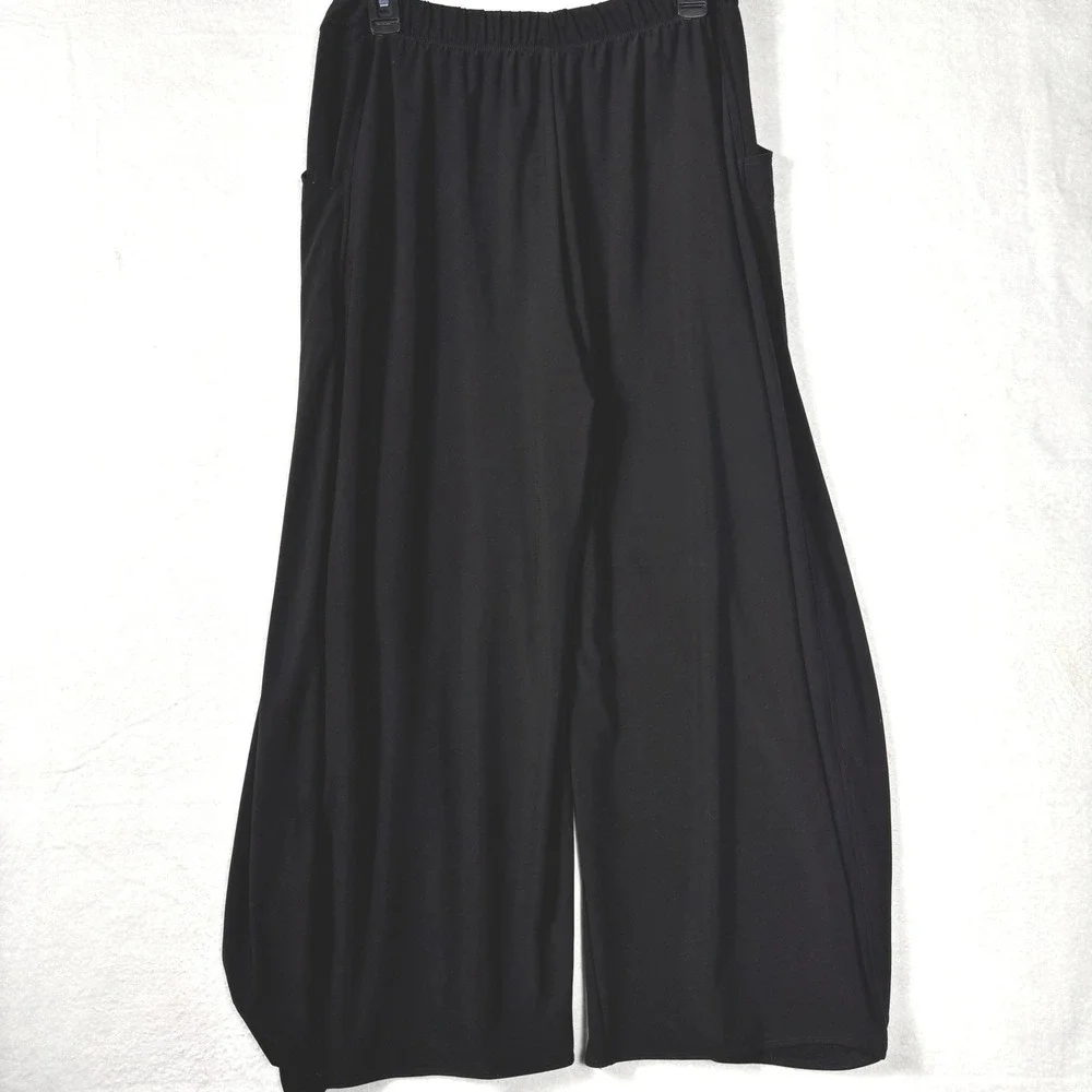 Sun Kim Size M Black Tulip Balloon Stacy Ankle Pants Stretch Travel Lagenlook - Picture 2 of 13